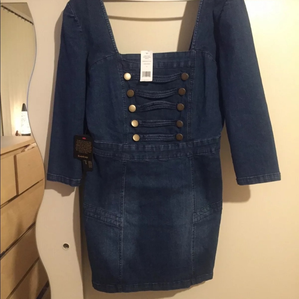 Bebe denim mini dress sz 10 beautiful New